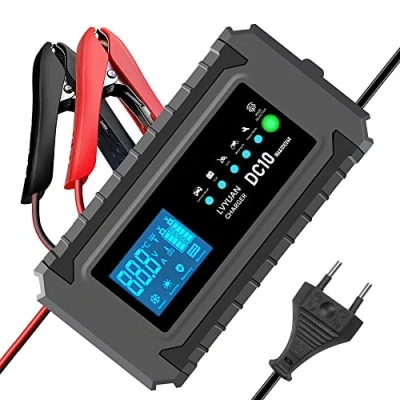 Afbeelding van Intelligente acculader, 10 A, 12 V/24 V, met onderhoudsfunctie lcd touchscreen en meerdere beschermingsmechanismen voor autoaccu&#039;s AGM/gel/EFB