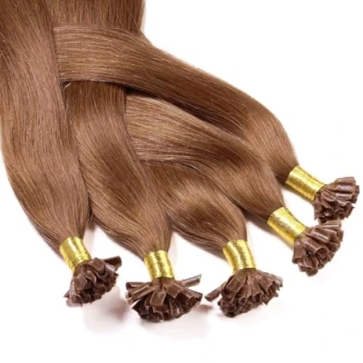 Afbeelding van hair2heart Bonding extensions van echt haar, glad, 8/03 lichtblond, natuurlijk goud, 25 strengen, 0,5 g, 50 cm, voor langdurige haarverlenging