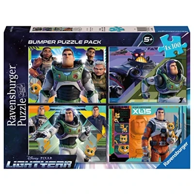 Afbeelding van Ravensburger Puzzle Lightyear Disney Pixar, Bumper Pack collectie 4 x 100, puzzels van 100 stuks, aanbevolen leeftijd 5 jaar