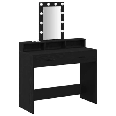 Afbeelding van vidaXL Zwart eiken Bewerkt hout 100 x 41 140 cm Spiegel Kaptafel