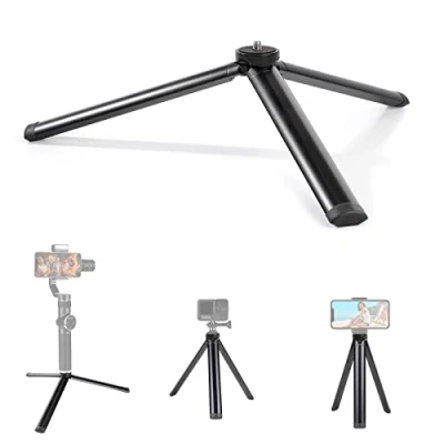 Afbeelding van Mini statief voor mobiele telefoon, draagbaar, tafelstatief, camerastatief, aluminiumlegering, met 1/4 inch schroef, compatibel GoPro cardanstabilisator, lengte 18 cm, zwart
