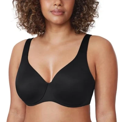 Afbeelding van DELIMIRA AISILIN Dames Minimizer BH met beugel zonder padding Volledige cups Grote maten Ondergoed zwart 90C
