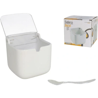 Afbeelding van Kruidenpotje zoutpot met deksel keramische suikerpot en lepel voor huis keuken kleine kruidendoos zout, peper, kruiden, specerijen