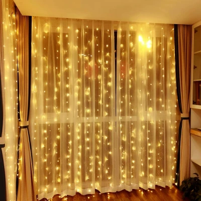 Afbeelding van Kerst LED gordijn Ultra dun 3 x meter Warm wit USB Met controller