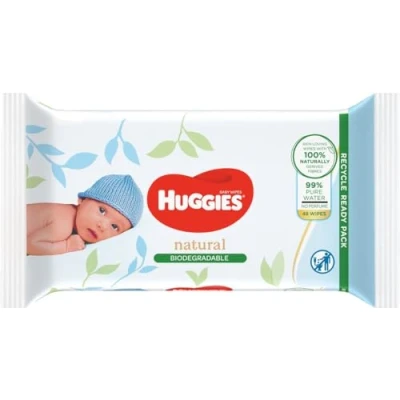 Afbeelding van Huggies billendoekjes biologisch afbreekbaar Natural Biodegradable 384 stuks (8x 48 doekjes) Voordeelverpakking