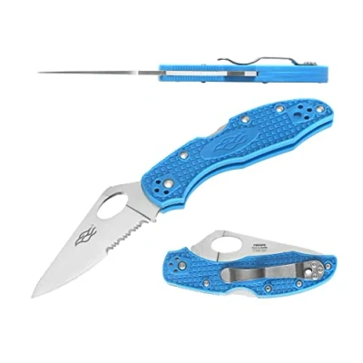 Afbeelding van GANZO Firebird F759MS BL Gekarteld mes Vouwzakmes 440C Roestvrij Staal Nylon Glasvezel Antislip Handvat met Clip vissen camping EDC (Blauw)
