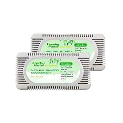 Afbeelding van 2 Packs Fridge Deodorizer Fonday geurvernietiger voor koelkasten en lunchboxen bamboe actieve kool deodorisator effectiever dan bakpoeder