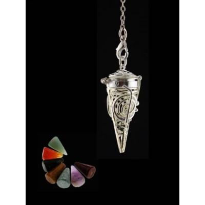 Afbeelding van Pendel Choku Rei met 7 chakra halfedelstenen 3.5x1.7 cm M