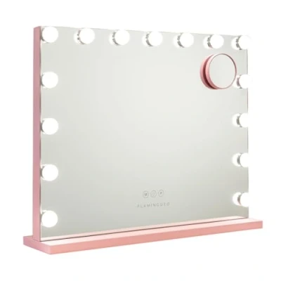 Afbeelding van Flamingueo Hollywood Spiegel Make Up Met Licht 15 LED, Vanity Mirror 3 Modi, Touch Control, Led Spiegel, Tafelspiegel, Mirror, Roze
