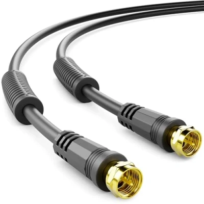 Afbeelding van deleyCON 3m SAT TV Antennekabel Coaxiale HDTV Kabel 4 Voudige Afscherming DVB S S2 Radio DAB Mantelstroomfilter Ferrietkern Zwart