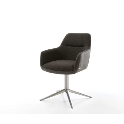 Afbeelding van DELIFE Draaistoel Pejo Flex materiaalmix zwart kruispoot roestvrij staal 360 draaibaar rocker functie pocketveer kern