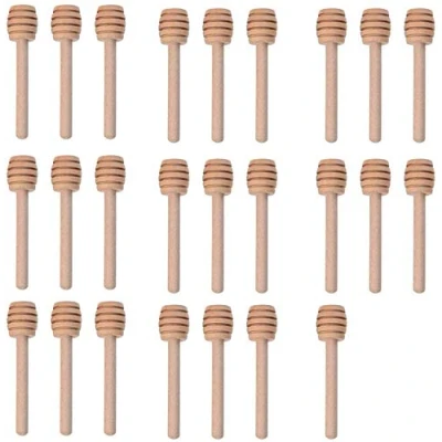 Afbeelding van honinglepel, honingspiraal, van hout voor honing, draagbaar, bruiloft, verjaardag, babyshower, kerstfeest, 8 cm, 25 stuks