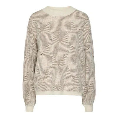 Afbeelding van PIECES Dames Pcjenna Ls O Neck Knit Noos Bc gebreide trui, Whitecap grijs/detail: taupe grijs, XS