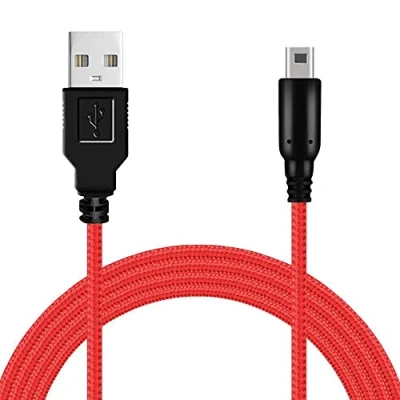 Afbeelding van OcioDual USB kabel, 1,5 m, rood, gevlochten, compatibel met Ninten DSi, DSi XL, 2DS, New 2DS 3DS, 3DS laad en dataslang, anti klemcoating