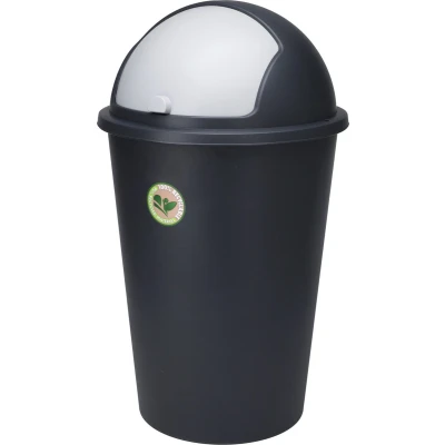 Afbeelding van Prullenbak/afvalemmer 50L gerecyled kunststof zwart Prullenbakken