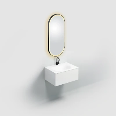 Afbeelding van Spiegel Clou Look At Me Met LED Verlichting Ovaal 100x45 cm Omlijsting Mat Zwart