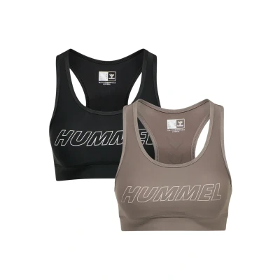 Afbeelding van Hummel Hmlte TOLA 2PACK Sportbh met medium support, Dames, Maat: Large, Black driftwood