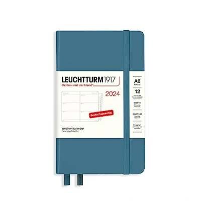 Afbeelding van LEUCHTTURM1917 367635 Weekkalender Pocket (A6) 2024, met extra schrift voor adressen en verjaardagen, Stone Blue, Duits, 12 maanden