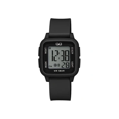 Afbeelding van Q&amp;Q G02A 001VY Horloge Digitaal Unisex Plastic band Vierkant Kunststof Datumaanduiding Stopwatch Alarm Tweede tijdzone Backlight Zwart Transparant Waterdicht 5 ATM