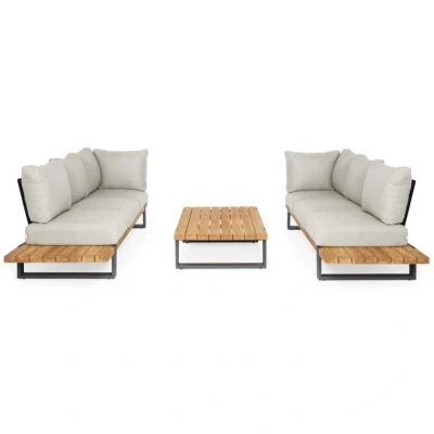 Afbeelding van Nardo sofa loungeset 3 delig soft grey mixed weave / matt royal SUNS