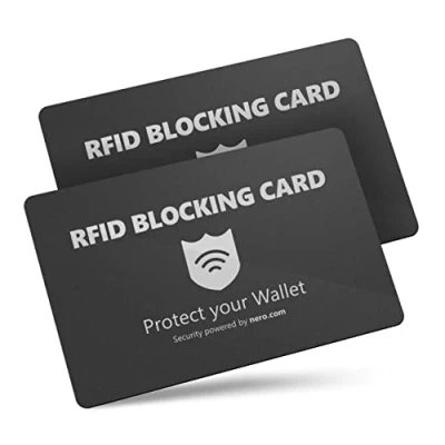 Afbeelding van Nero RFID Blocker Kaart NFC Bescherming tegen Gegevensdiefstal Creditcards Blokkeerkaarten voor Portemonnee, Bankpas, ID kaarten, Paspoort (2 kaarten)