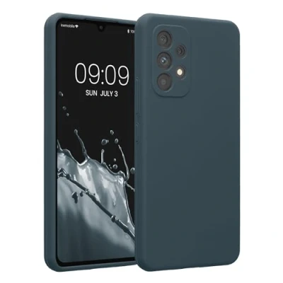 Afbeelding van kwmobile telefoonhoesje compatibel met Samsung Galaxy A53 5G hoesje Back cover siliconen coating Smartphone case in leisteen