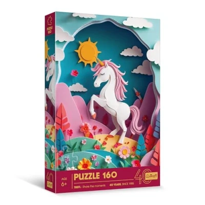Afbeelding van Trefl puzzels met 3D effect, Eenhoorn 160 stukjes 40ste verjaardag van Trefl, Kleurrijke dieren, voor kinderen vanaf 6 jaar