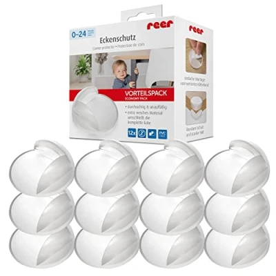 Afbeelding van reer Hoekbescherming voor baby&#039;s 12 stuks voordeelhoeveelheid, transparant en vrij van PVC, BPA, latex, getest kindveilig