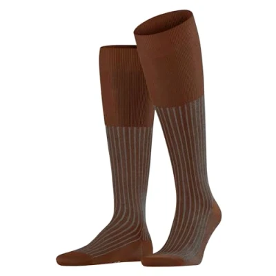 Afbeelding van FALKE Heren Kniekousen Oxford Stripe M KH Katoen Lang gedessineerd 1 Paar, Bruin (Terracotta 5035), 45 46