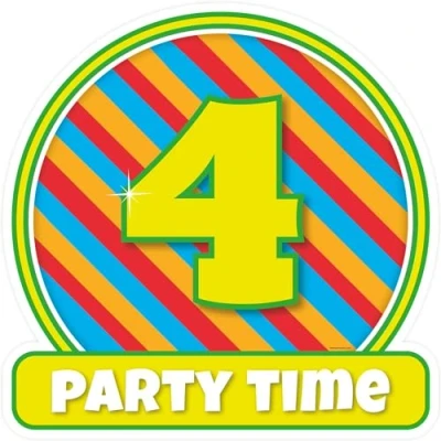 Afbeelding van Deurbord 4 jaar party 50cm