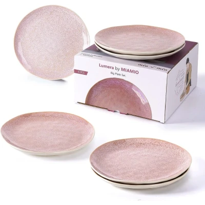 Afbeelding van Lumera collectie, 6 x 28 cm, van aardewerk, keramiek, serviesset, handgemaakt, roze