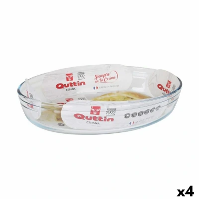 Afbeelding van Ovenschaal Quttin Transparant 2,2 L Glas Ovalen 30,1 x 20,9 6,3 cm (4 Stuks)