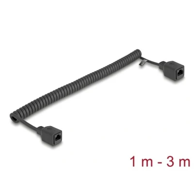 Afbeelding van Delock RJ45 Spiralkabel Buchse zu Cat.5e UTP 1 m bis 3 schwar