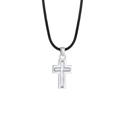 Afbeelding van Kuzzoi Religious Chunky Cross Ketting silvercoloured, Heren, Maat: 55, Silver coloured