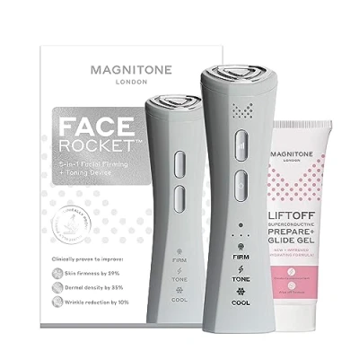 Afbeelding van MAGNITONE FaceRocket verstevigend + tonifiërend gezichtsmassager Radiofrequentie, microstroom, LED lichttherapie, cryotherapie, sonische massage, anti veroudering, huidverjonging, rimpelverwijderaar