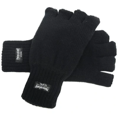 Afbeelding van Heren Extra Warm Winter Vingerloze Handschoenen 40g Thinsulate Voering Zwart L/XL, Zwart, L/XL