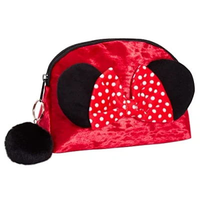 Afbeelding van Minnie Mouse Make up Tas voor Vrouwen Meisjes Disney Etui Dubbelzijdig Rood Fluwelen Cosmetische Toiletartikelen Reisaccessoire Gift, rood/zwart, Eén maat,