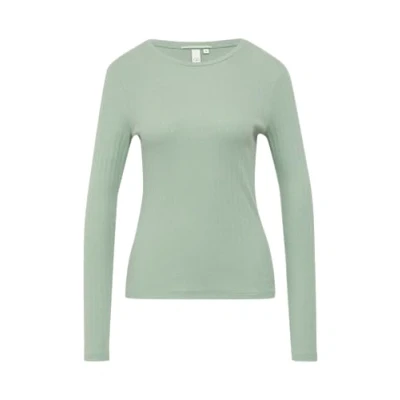 Afbeelding van QS SLIM FIT À AVEC Motif AJOURÉ Longsleeve, Dames, Maat: Large, Salbeigrün