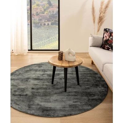 Afbeelding van Viscose Tapijt/Vloerkleed Rond Glamour Blauw 100 Cm