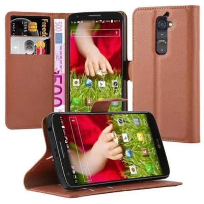 Afbeelding van Cadorabo Hoesje geschikt voor LG G2 in CHOCOLADE BRUIN Beschermhoes Cover magnetische sluiting Case
