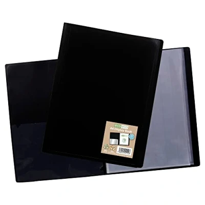 Afbeelding van eco A4 100% Gerecycleerd 60 Pocket Zwart Flexibele Cover Portfolio Boek Folder Display Boek, eco114