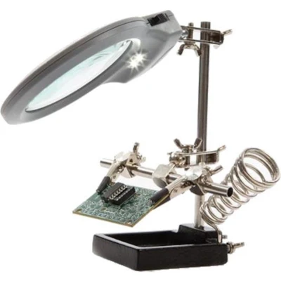 Afbeelding van DERDE HAND MET VERGROOTGLAS, LEDLAMP EN SOLDEERBOUTHOUDER
