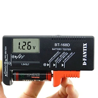Afbeelding van d fantix batterij tester volt checker voor AA, AAA, C, D, 9V, 1.5V, knoopcel batterijen, zwart, BT 168D