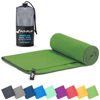 Afbeelding van Microvezel handdoeken compact, ultralicht &amp; sneldrogend handdoek de perfecte sporthanddoek, strandlaken en reishanddoek (60x120cm 1 stuk, bosgroen)