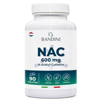 Afbeelding van Bandini® NAC N Acetyl Cysteïne ​​600 mg 90 tabletten met acetylcysteïne voorraad voor 3 maanden hoge dosering ondersteunt het immuunsysteem veganistisch glutathionvoorloper