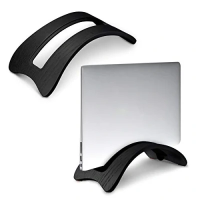 Afbeelding van kalibri verticale laptopstandaard voor MacBook Houten standaard laptops Docking station Verstelbaar tot 2,6 cm dikte Zwart