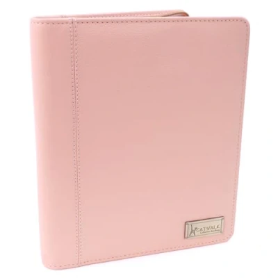 Afbeelding van CATWALK COLLECTION HANDBAGS A5 Conferentie Folder met ritssluiting Business Organiser/Execitieve Documenten Houder/Presentatie Portfolio Luxe Leer ANGELA Roze