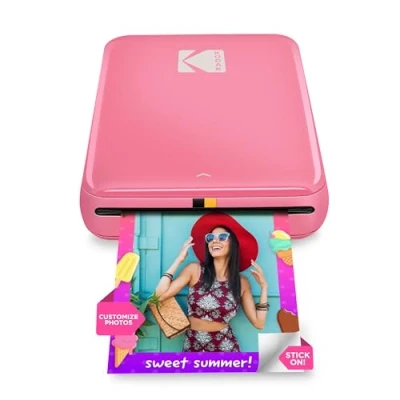 Afbeelding van KODAK Step Instant Photo Printer met Bluetooth/NFC, 5,1 x 7,6 cm ZINK fotopapier en app voor iOS Android (Roze)