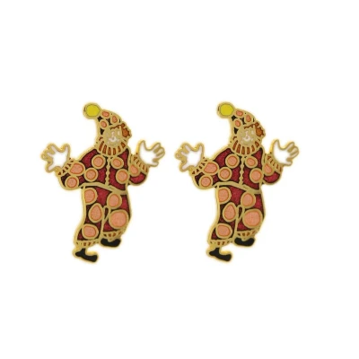 Afbeelding van Behave Dames oorbel steker emaille clown rood goud kleur