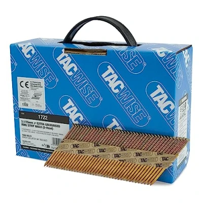 Afbeelding van TACWISE 1722 Extra verzinkte framingsnagels 3,1/75 mm, D kop, ringschacht, 34 hellend, papier gebundeld, 1600 stuks